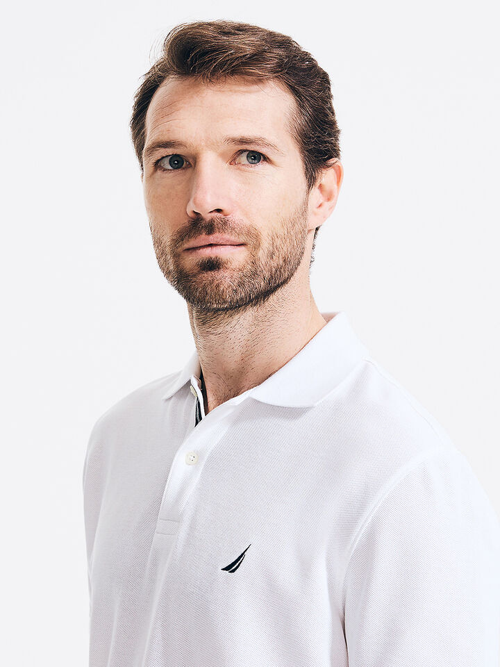 Solid Regular Fit Pique Cotton Polo, Bright White, hi-res image number 4